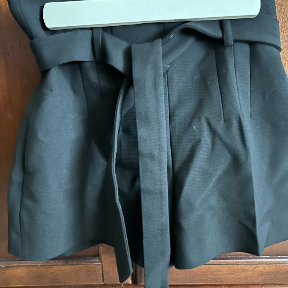 Aritzia High Waist Black Shorts with Tie Belt
